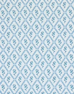 Wild Strawberry Trellis Fabric, China Blue