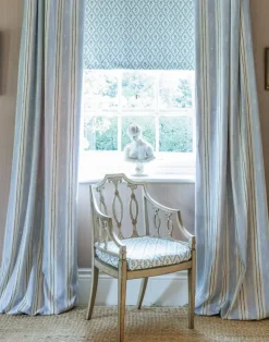 Wild Strawberry Trellis Fabric, China Blue