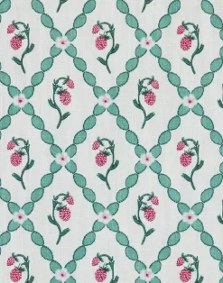 Wild Strawberry Trellis Fabric, Vintage Cream