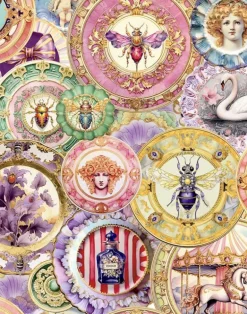 Wonderland Plates, Original Pastel