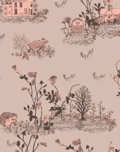 Woodlands Wallpaper in Brown and Pink