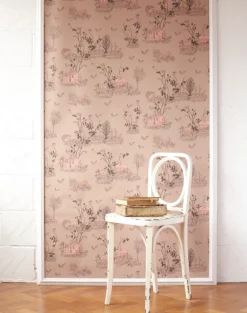 Woodlands Wallpaper in Brown and Pink