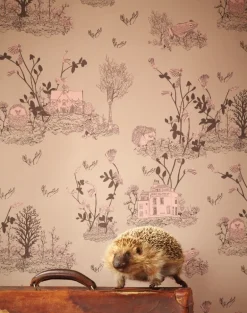 Woodlands Wallpaper in Brown and Pink