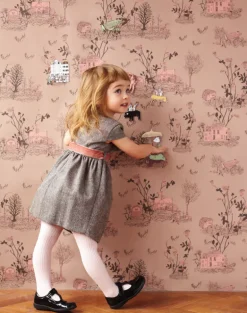 Woodlands Wallpaper in Brown and Pink